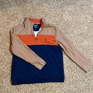 Izod Tan, Orange, and Navy Quarter-Zip Pullover
